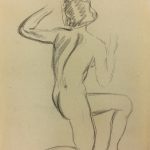 Nudes Original Art - Kneeling Nude, French, c.1940
