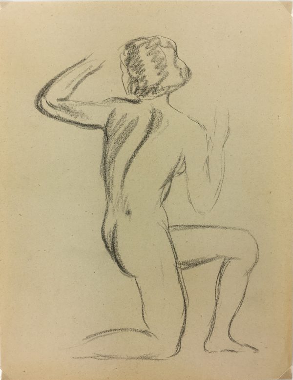 Nudes Original Art - Kneeling Nude, French, c.1940