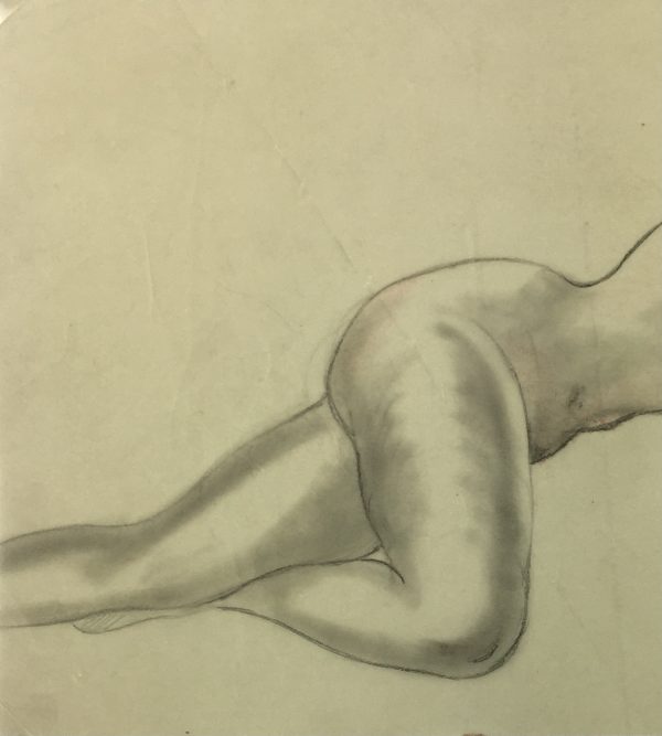 Nudes Original Art - Scarlet Nude, French, c.1940