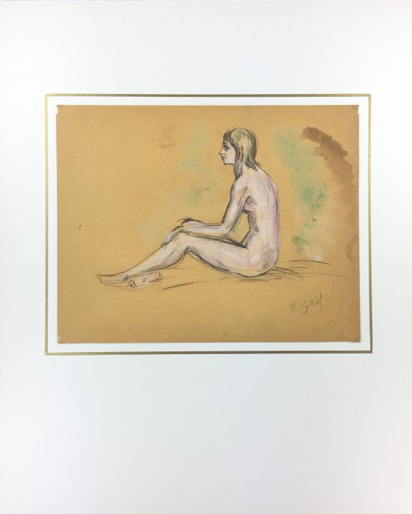 Nudes Original Art - Seated Nude, R. Gillot, c.1950
