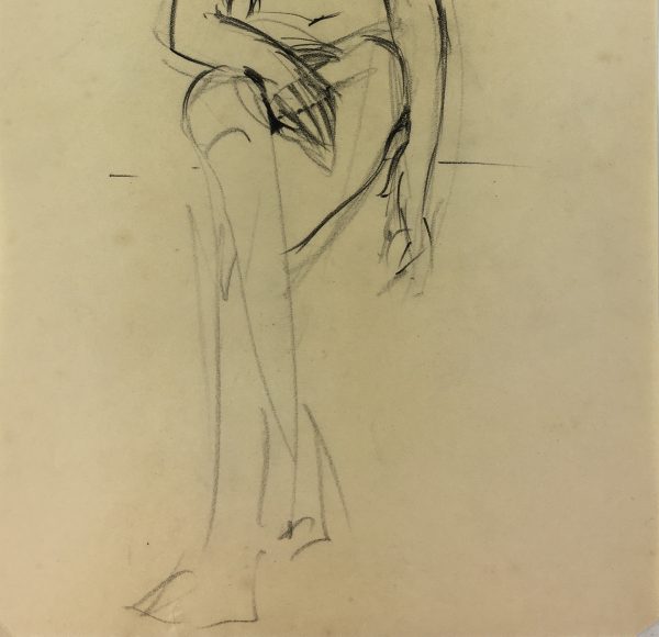Nudes Original Art - Seated Nude, S. Lecoconnier, c.1920