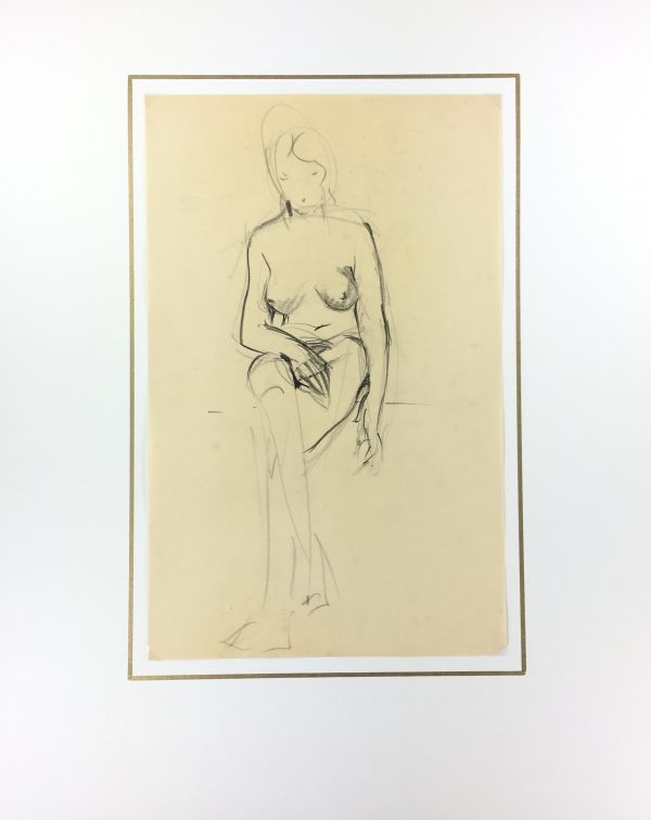 Nudes Original Art - Seated Nude, S. Lecoconnier, c.1920