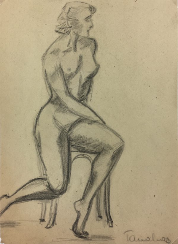 Nudes Original Art - Nude, G. Tanalias, c.1950