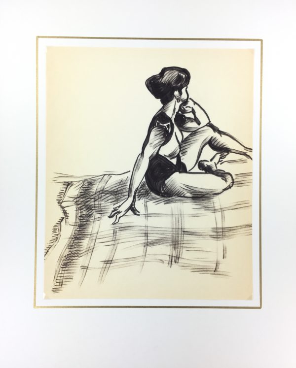 Nudes Original Art - Seated Nude, French, c.1980