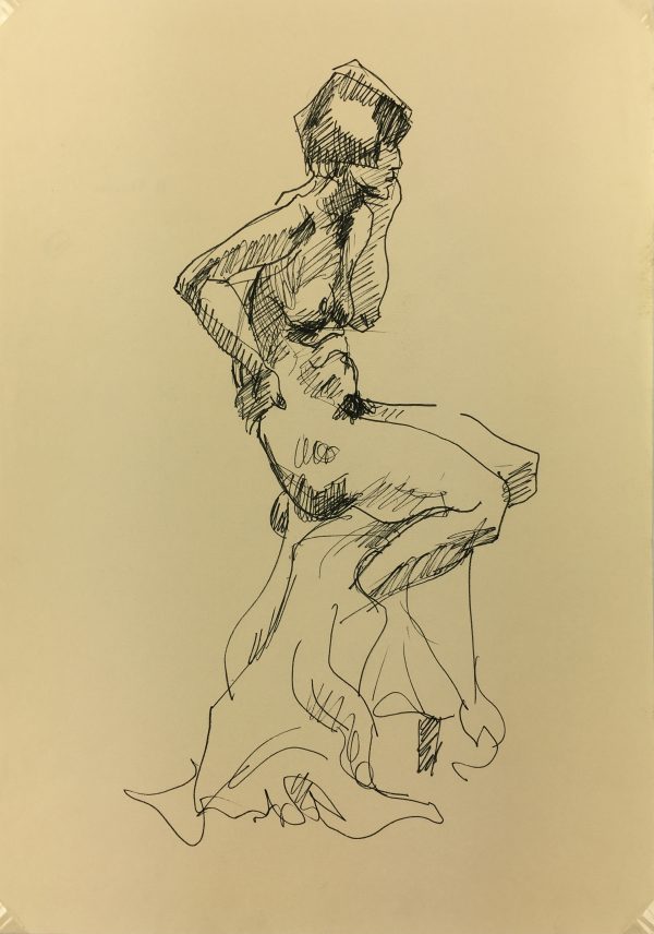 Nudes Original Art - Seated Nude, H. Treville, 1990s