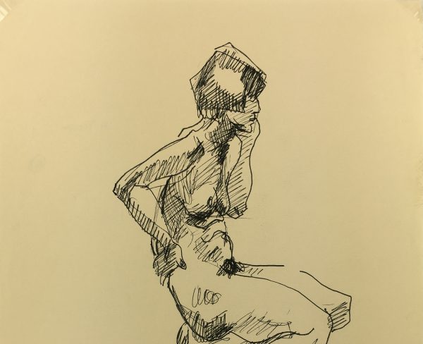 Nudes Original Art - Seated Nude, H. Treville, 1990s