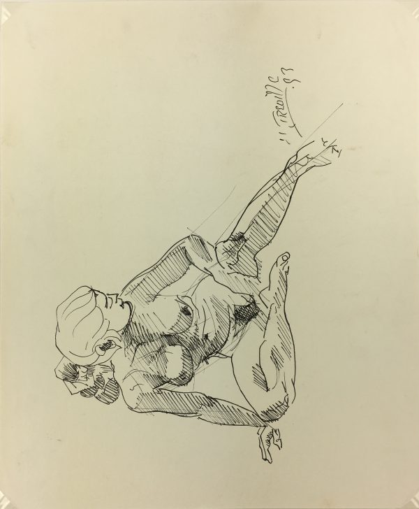 Nudes Original Art - Seated Nude, H. Treville, 1990s