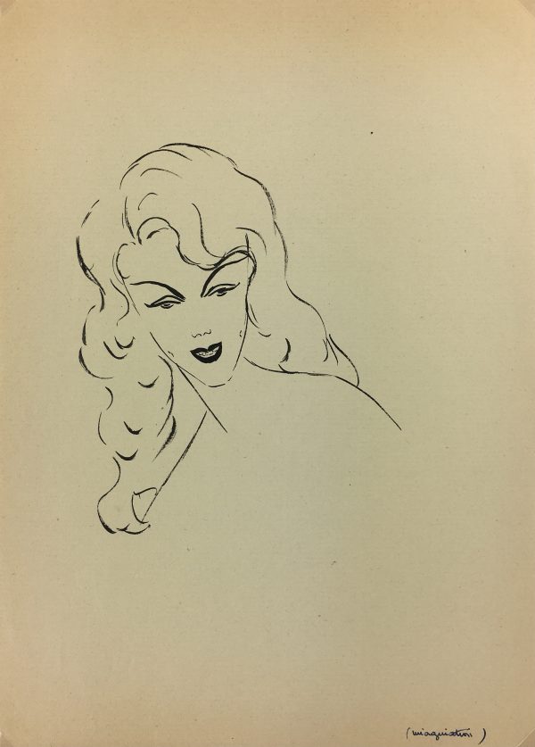 Portraits Original Art - La Sourire, French, c. 1950