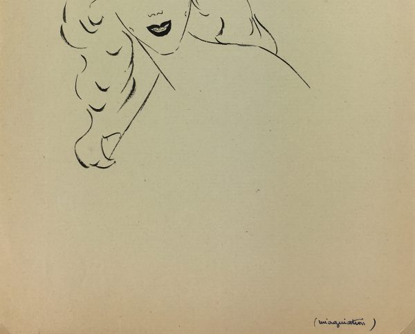 Portraits Original Art - La Sourire, French, c. 1950