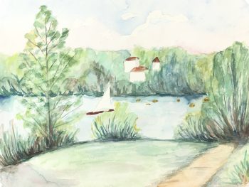 Rivers Original Art - Quiet Sail, A.C., c. 1950