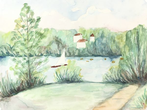 Rivers Original Art - Quiet Sail, A.C., c. 1950