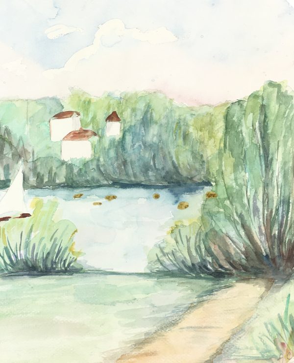 Rivers Original Art - Quiet Sail, A.C., c. 1950