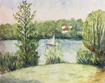 Rivers Original Art - Summer Sail, Watercolor, c. 1950