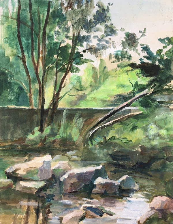 Rivers Original Art - Creekside Tree, French, c. 1960