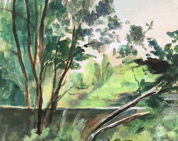 Rivers Original Art - Creekside Tree, French, c. 1960