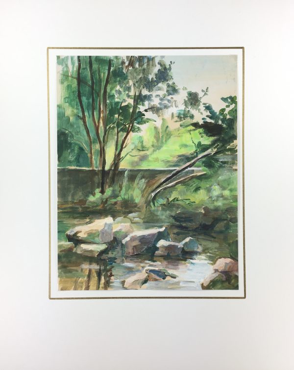 Rivers Original Art - Creekside Tree, French, c. 1960