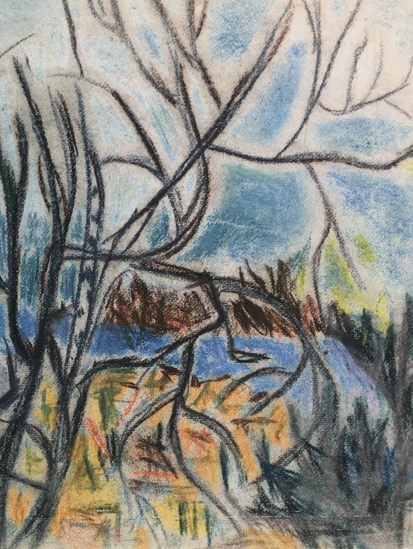 Rivers Original Art - River Abstract, Pastel, c. 1960