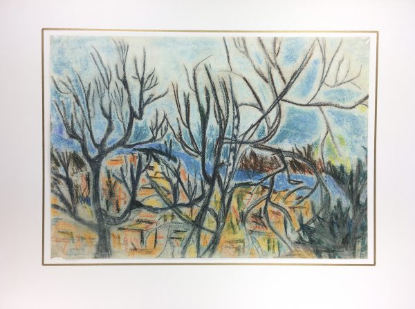 Rivers Original Art - River Abstract, Pastel, c. 1960