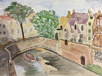 Rivers Original Art - On the River, French, c. 1950