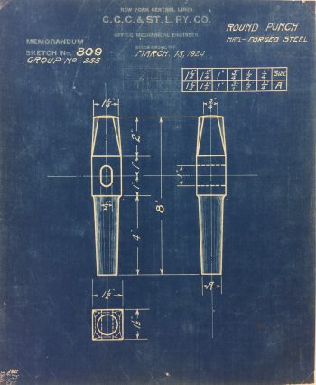 Technical Drawing Original Art - Blueprint, New York Central Rail, 1924
