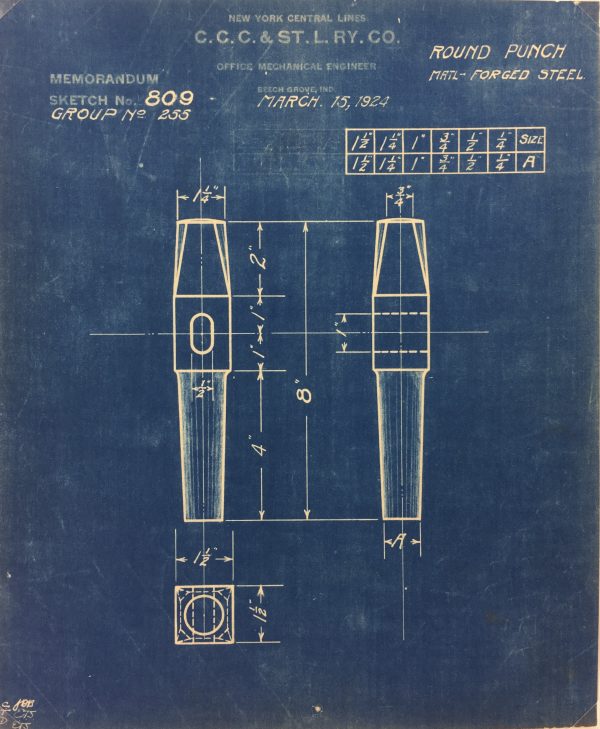 Technical Drawing Original Art - Blueprint, New York Central Rail, 1924
