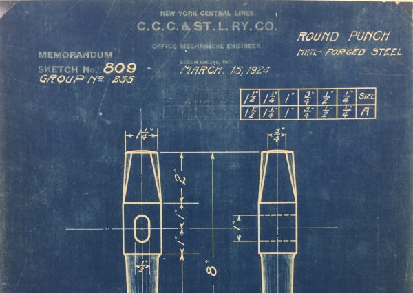 Technical Drawing Original Art - Blueprint, New York Central Rail, 1924