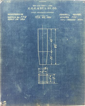 Technical Drawing Original Art - Blueprint, New York Central Rail, 1924