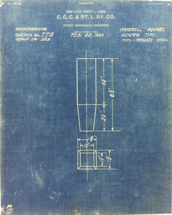 Technical Drawing Original Art - Blueprint, New York Central Rail, 1924