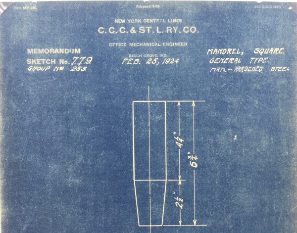 Technical Drawing Original Art - Blueprint, New York Central Rail, 1924