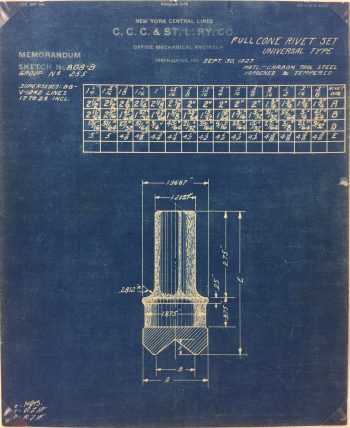 Technical Drawing Original Art - Blueprint, New York Central Rail, 1924