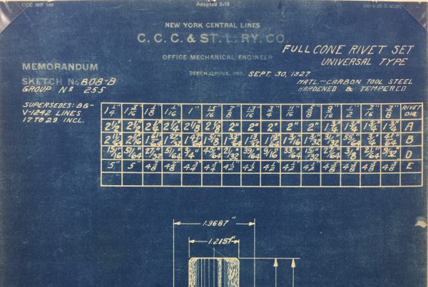 Technical Drawing Original Art - Blueprint, New York Central Rail, 1924