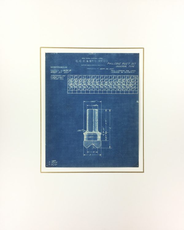 Technical Drawing Original Art - Blueprint, New York Central Rail, 1924