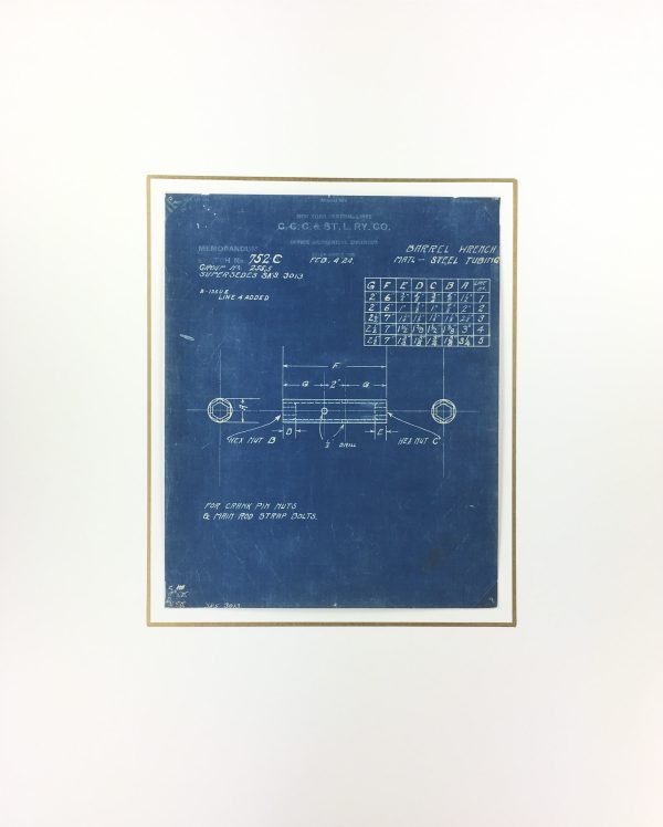 Technical Drawing Original Art - Blueprint, New York Central Rail, 1924