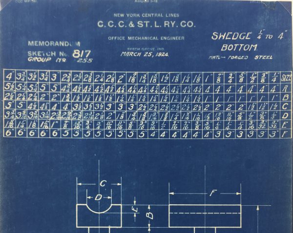 Technical Drawing Original Art - Blueprint, New York Central Rail, 1924