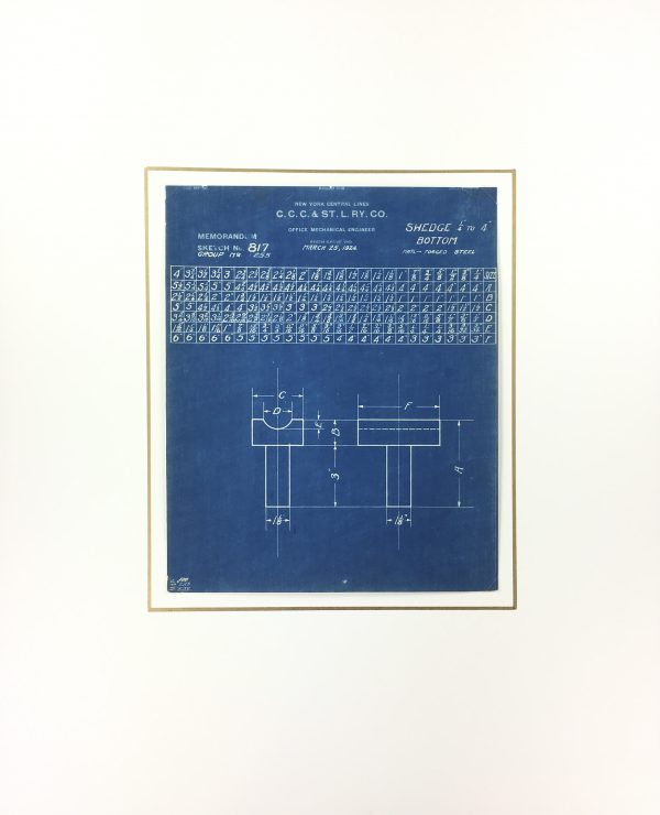 Technical Drawing Original Art - Blueprint, New York Central Rail, 1924