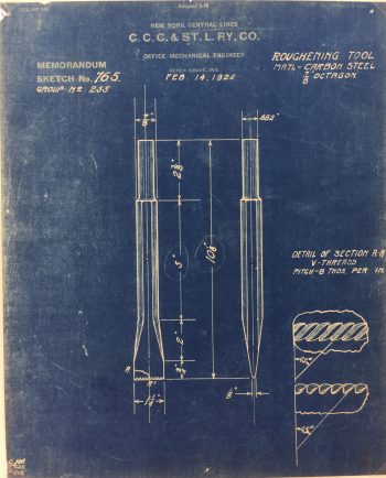 Technical Drawing Original Art - Blueprint, New York Central Rail, 1924