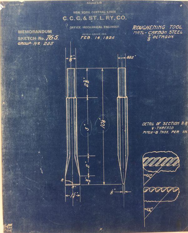 Technical Drawing Original Art - Blueprint, New York Central Rail, 1924