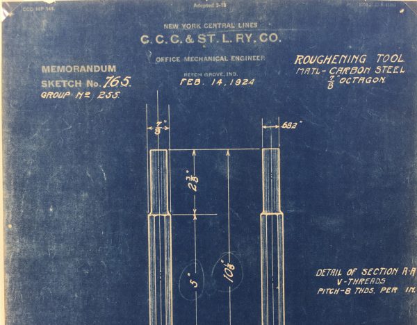 Technical Drawing Original Art - Blueprint, New York Central Rail, 1924