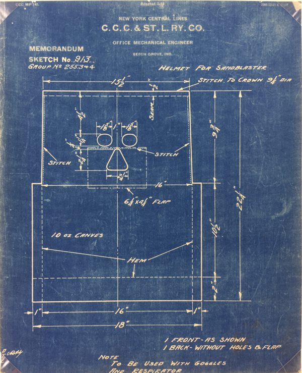 Technical Drawing Original Art - Blueprint, New York Central Rail, 1924