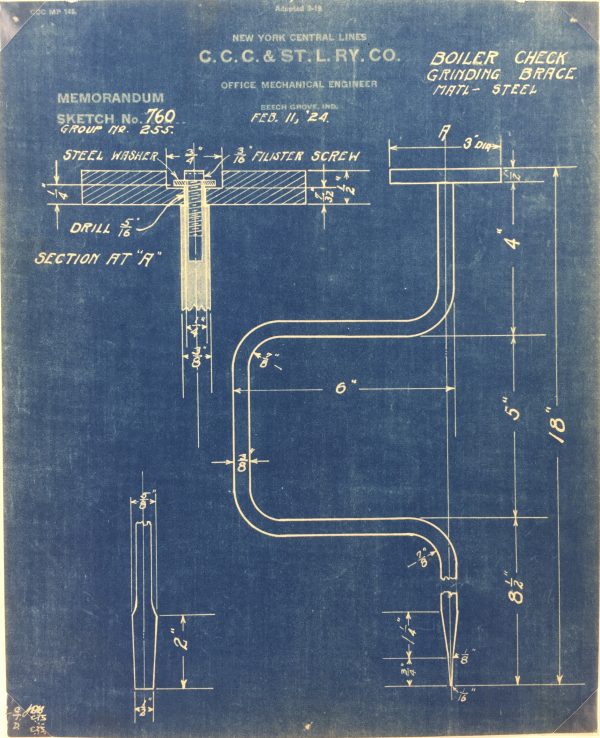 Technical Drawing Original Art - Blueprint, New York Central Rail, 1924