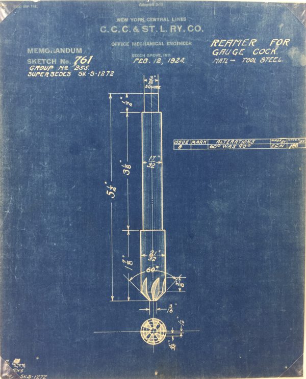 Technical Drawing Original Art - Blueprint, New York Central Rail, 1924