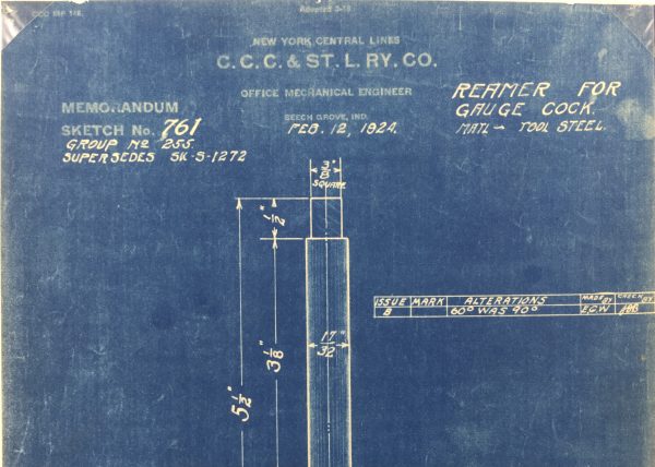 Technical Drawing Original Art - Blueprint, New York Central Rail, 1924