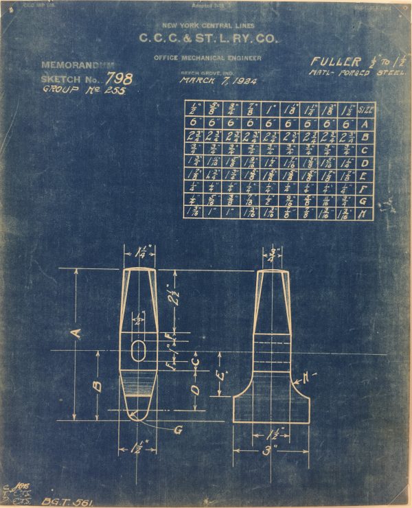 Technical Drawing Original Art - Blueprint, New York Central Rail, 1924