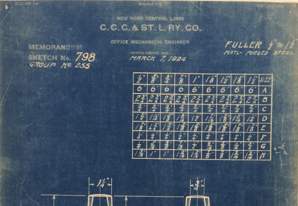 Technical Drawing Original Art - Blueprint, New York Central Rail, 1924