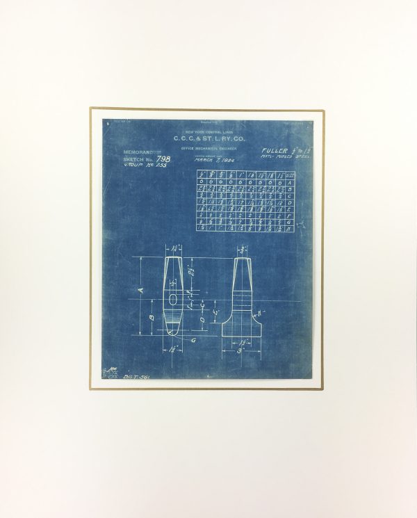 Technical Drawing Original Art - Blueprint, New York Central Rail, 1924