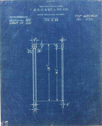 Technical Drawing Original Art - Blueprint, New York Central Rail, 1924