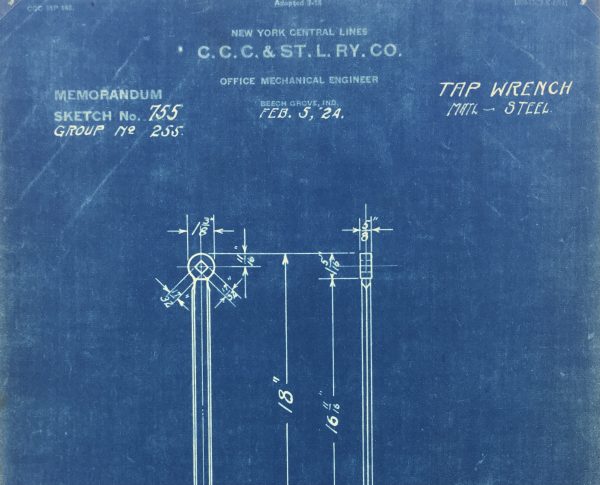 Technical Drawing Original Art - Blueprint, New York Central Rail, 1924