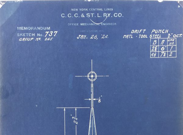 Technical Drawing Original Art - Blueprint, New York Central Rail, 1924