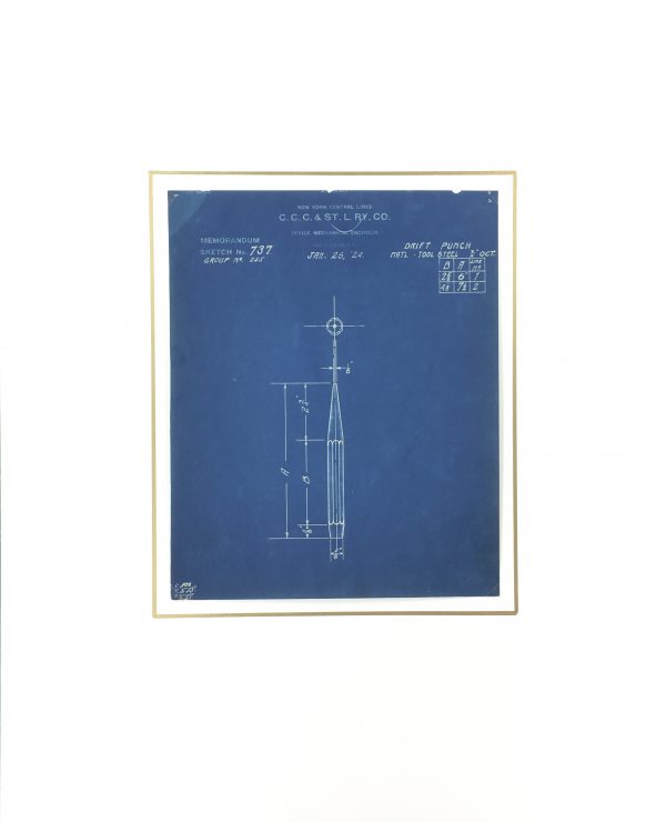 Technical Drawing Original Art - Blueprint, New York Central Rail, 1924