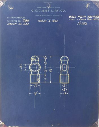 Technical Drawing Original Art - Blueprint, New York Central Rail, 1924
